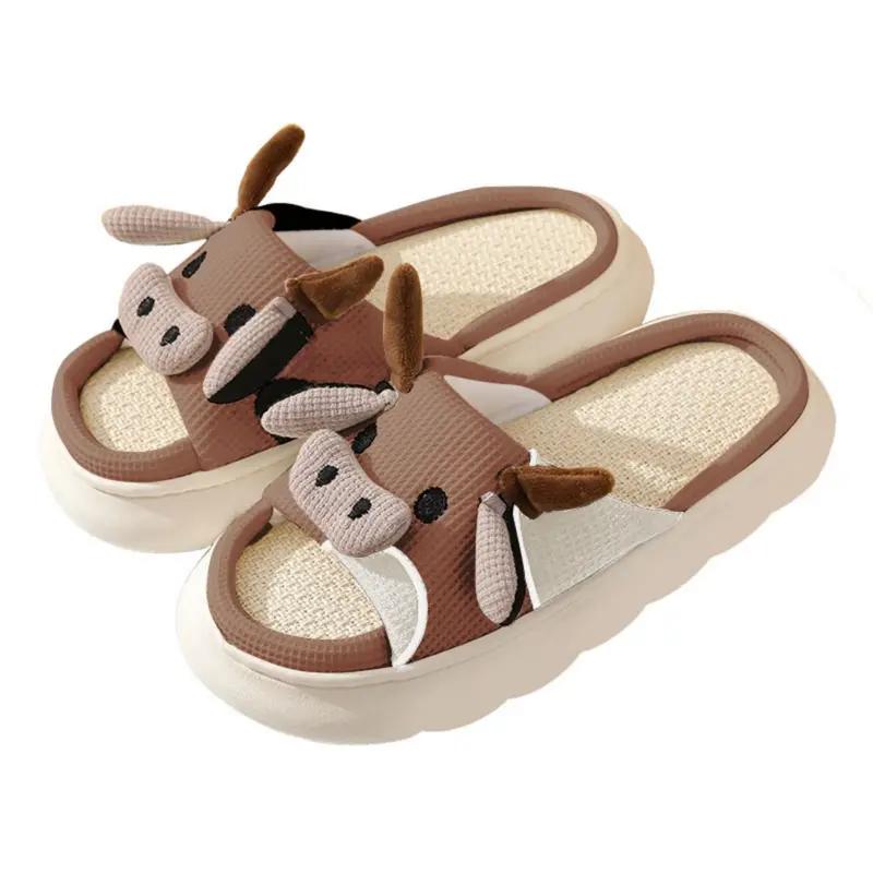 Black Friday New Trendy Cow Design Slippers, Casual Novelty Soft Cozy Cute Home Sandals, Fashion House Platform Slippers for Daily Wear, Girl's Comfort Walking Shoes, Back To School Footwear