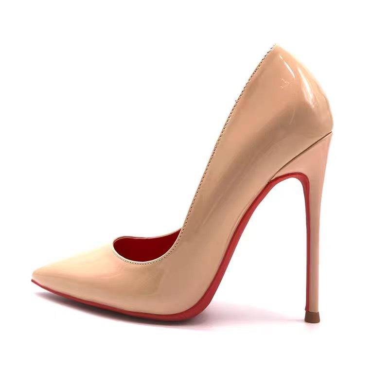 Women's Shoes Red Bottom High Heels Women's New Nude Color Professional Black Patent Leather Pumps Stiletto Heels Women