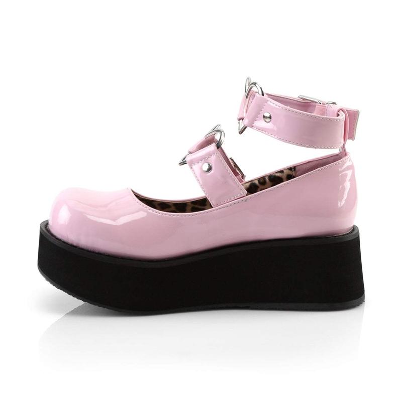 Demonia Sprite-02 Baby Pink Patent Platforms