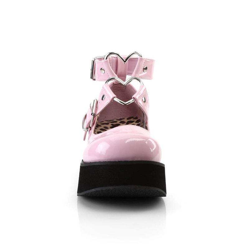 Demonia Sprite-02 Baby Pink Patent Platforms