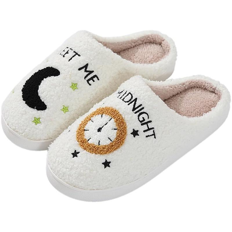 Slippers for Women House Indoor Meet Me at Midnight Fuzzy Slippers Warm Cozy Couple Indoor Outdoor House Shoes winter slippers