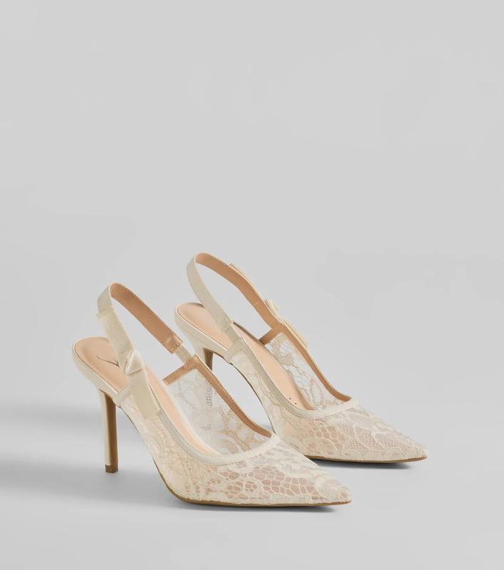 Sweet Cuties Lace Slingback Stiletto Pumps