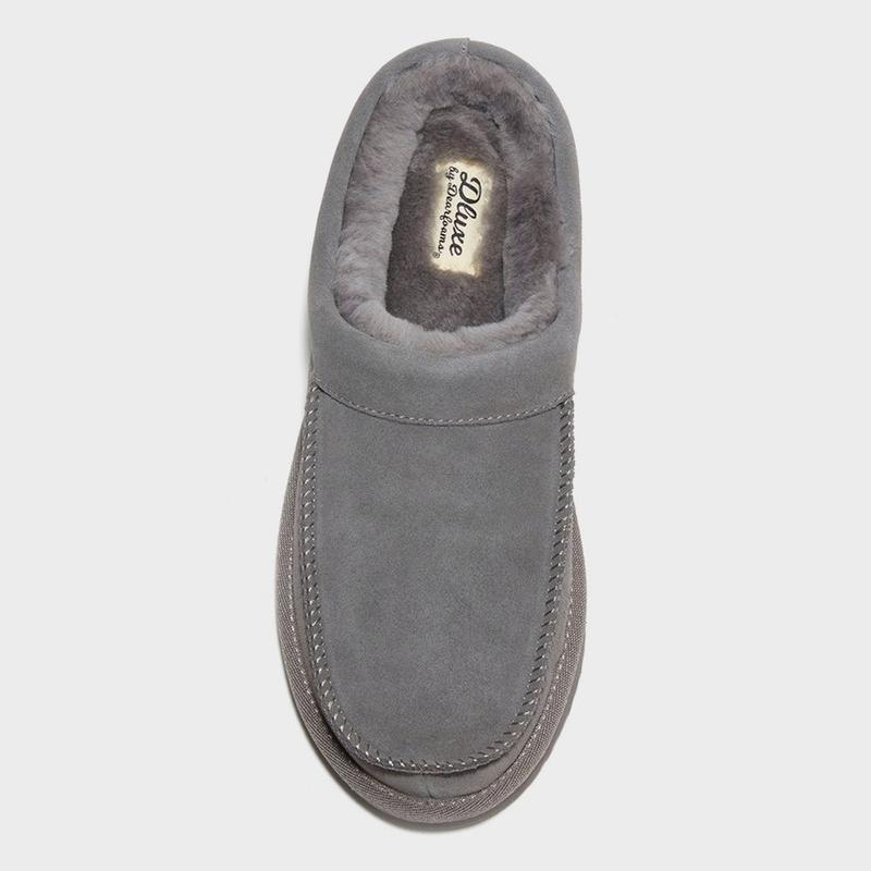 Dluxe Dearfoams Men's Suede Shearling Slip On Slippers Moccasin Indoor Outdoor