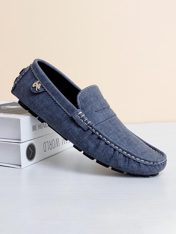 Men's Minimalist Temperament Solid Color Ruched & Quilted Design Slip-on Loafers, Casual Comfortable Flat Shoes for Men