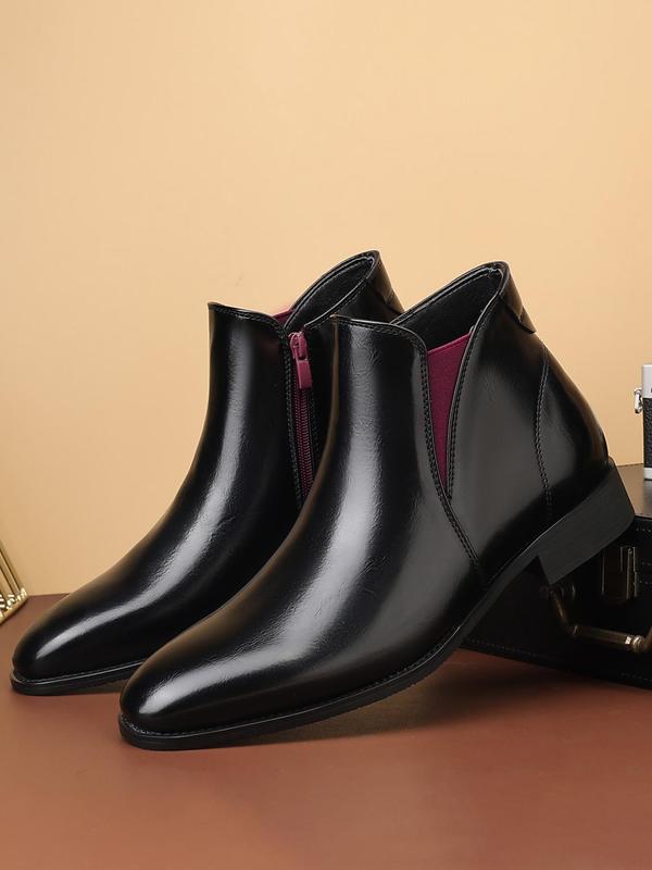 Men's Business Formal Shoe Boots, Classic Retro Style Zipper Design Ankle Boots for Work Office, Fashionable Shoes for Daily Wear