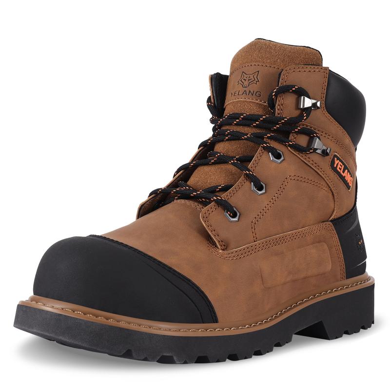 Steel Toe Safety Work Boots - Ultra Slip Resistant, Puncture Proof, Breathable, and Comfortable with Lace-Up Closure Walking Shoes Shoe Footwear