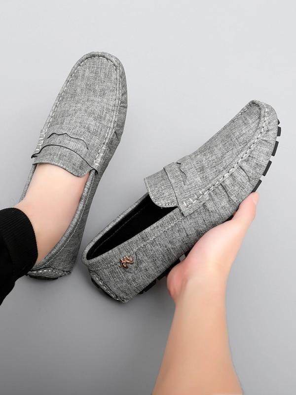 Men's Minimalist Temperament Solid Color Ruched & Quilted Design Slip-on Loafers, Casual Comfortable Flat Shoes for Men