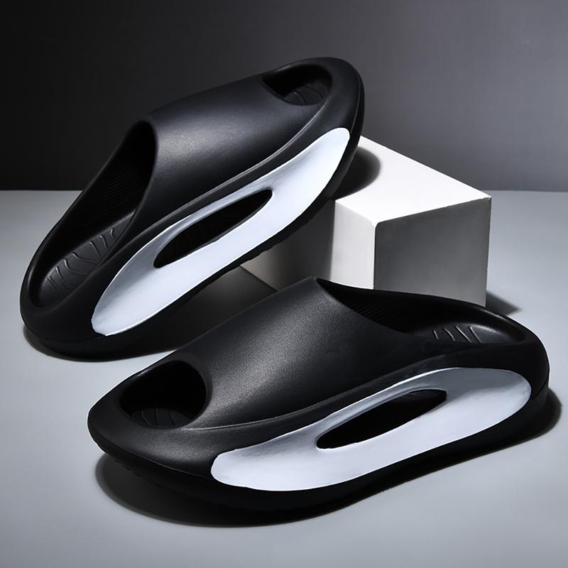 Men's Color Block Slides Casual Lightweight Non Slip Slippers Open Toe Shoes For Indoor Outdoor Beach Shower Spring And Summer