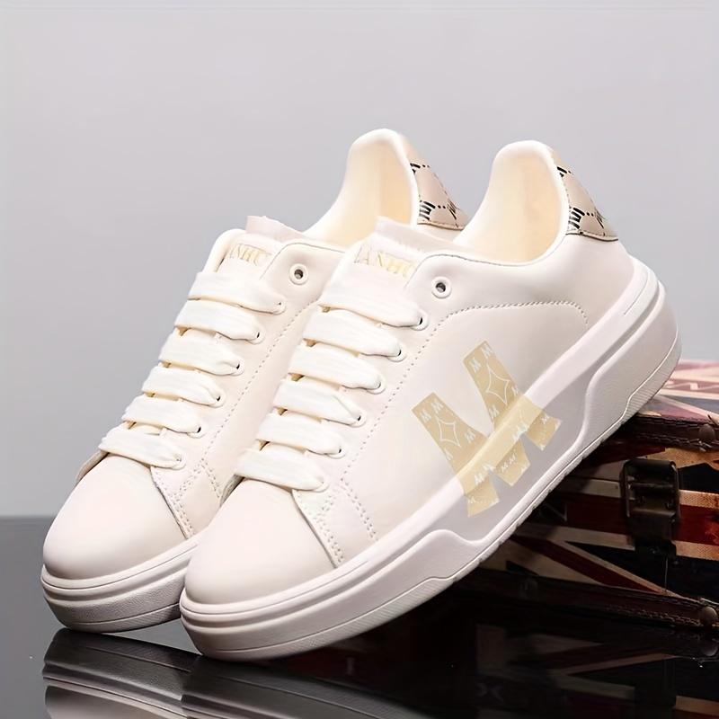 Men's Classic Low Top Sneaker-Casual All Season Lace Loop, Solid Color PU Upper, Comfortable Cloth Insole, Wear-Resistant PVC Shoe Sole-Retro Fashion Platform Sneaker, Suitable for Daily Wear