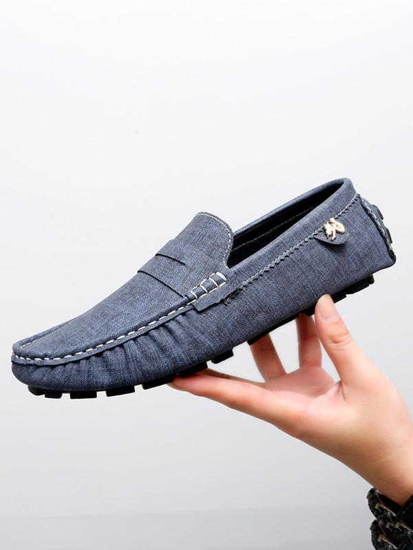 Men's Minimalist Temperament Solid Color Ruched & Quilted Design Slip-on Loafers, Casual Comfortable Flat Shoes for Men