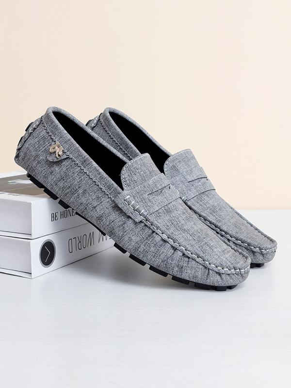 Men's Minimalist Temperament Solid Color Ruched & Quilted Design Slip-on Loafers, Casual Comfortable Flat Shoes for Men