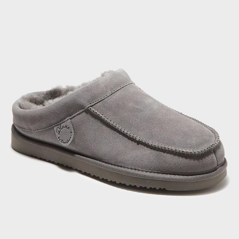 Dluxe Dearfoams Men's Suede Shearling Slip On Slippers Moccasin Indoor Outdoor