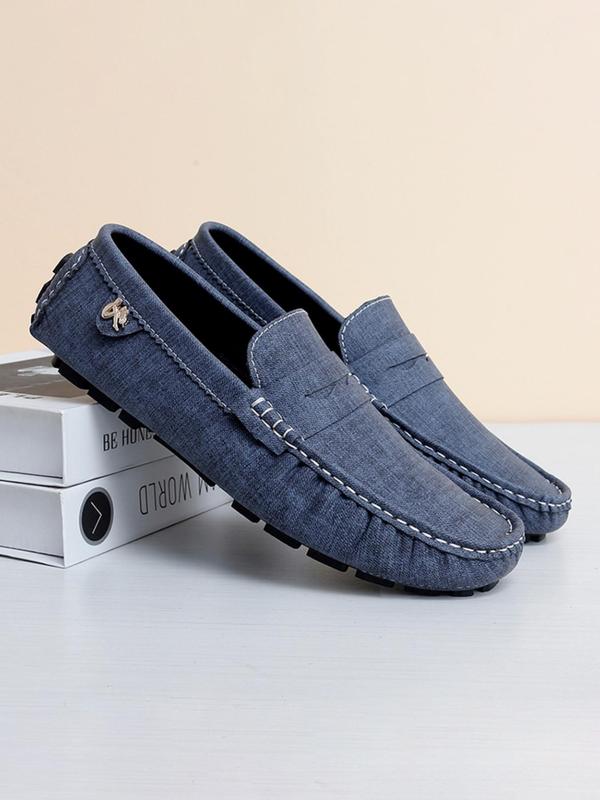 Men's Minimalist Temperament Solid Color Ruched & Quilted Design Slip-on Loafers, Casual Comfortable Flat Shoes for Men