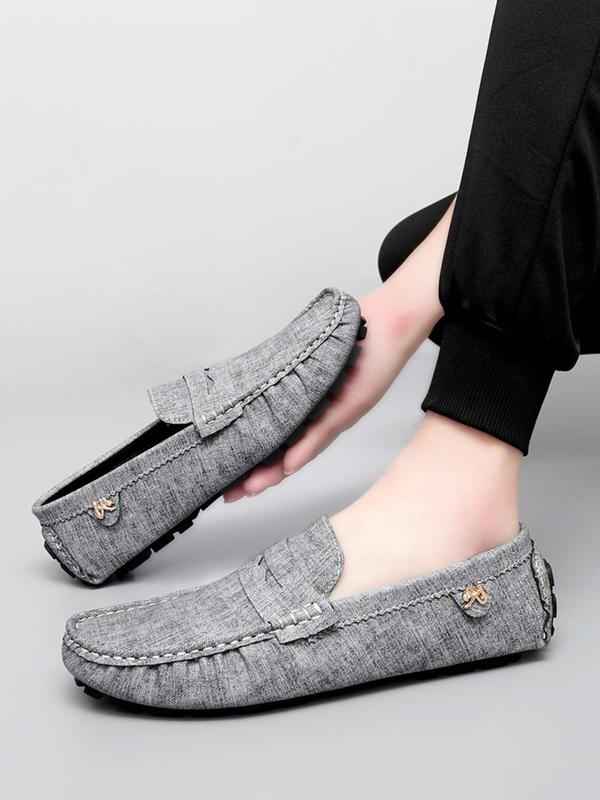 Men's Minimalist Temperament Solid Color Ruched & Quilted Design Slip-on Loafers, Casual Comfortable Flat Shoes for Men