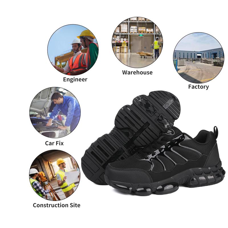 Steel Toe Work Shoes for Men Safety Composite Toe Sneakers Lightweight Comfortable Black Wide   Mujer  shose labor workshoes Footwear safety boots confort able man works red slip resistant construction boot