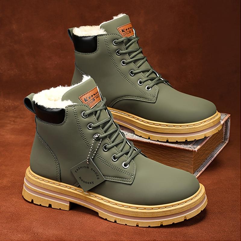 [Customer Favorite] Men's Winter Warm Fleece-Lined Boots - Casual & Sporty High-Top Sneakers for Outdoor, Casual Attire | Lace-Up, Non-Slip PVC Sole