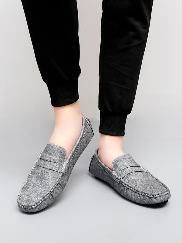 Men's Minimalist Temperament Solid Color Ruched & Quilted Design Slip-on Loafers, Casual Comfortable Flat Shoes for Men