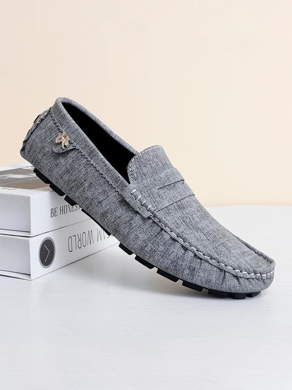 Men's Minimalist Temperament Solid Color Ruched & Quilted Design Slip-on Loafers, Casual Comfortable Flat Shoes for Men