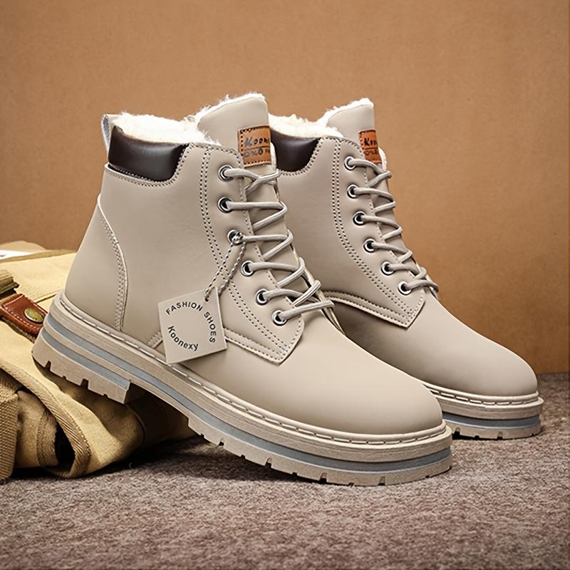 [Customer Favorite] Men's Winter Warm Fleece-Lined Boots - Casual & Sporty High-Top Sneakers for Outdoor, Casual Attire | Lace-Up, Non-Slip PVC Sole