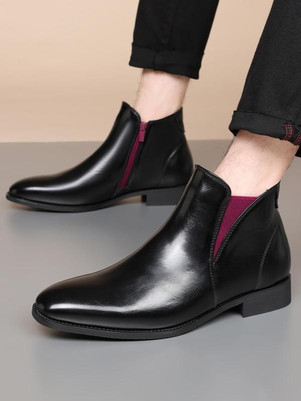 Men's Business Formal Shoe Boots, Classic Retro Style Zipper Design Ankle Boots for Work Office, Fashionable Shoes for Daily Wear