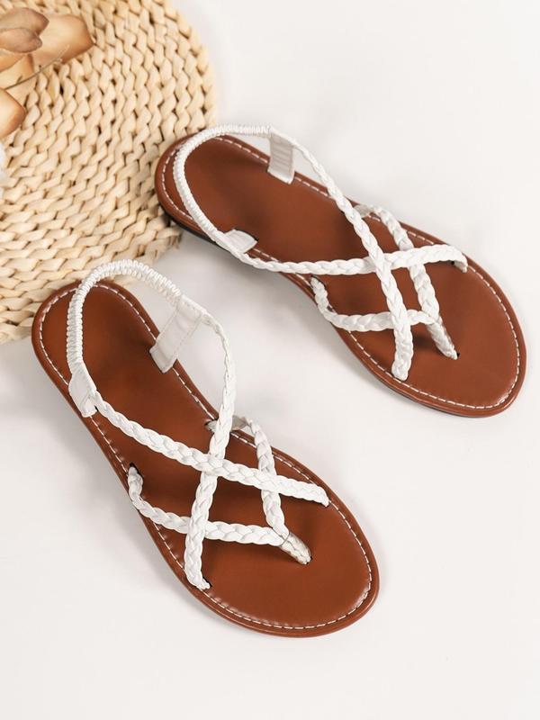 Women's Fashionable Braid Textured Design Flat Sandals, Casual Versatile Sandals for Beach Vacation, Lightweight Comfortable Non-slip Slingback Sandals for Daily Wear