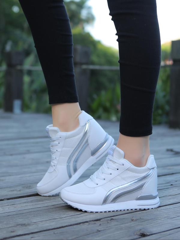 Fashionable Lace-up Wedge Sneakers, Women's Sneakers, Designer Sneakers, Casual Comfortable Platform Sports Shoes, Anti Slip and Shock-absorbing Running Shoes for Women