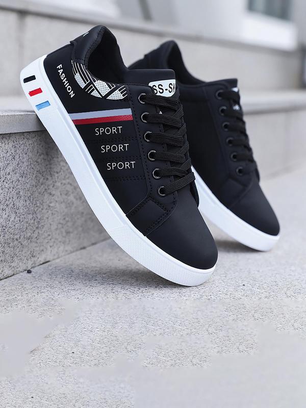 Men's Fashionable Letter Label Design Lace Up Low Top Sneakers, Casual Comfortable Sports Shoes for Outdoor Walking Jogging, Male All-match Round Toe Shoes for Daily Wear