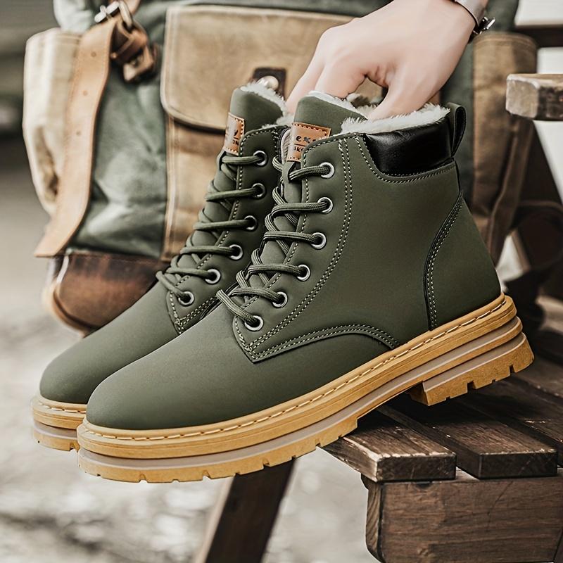 Men's Winter Warm Snow Boots-Casual Retro Style, Lace-up, Mid-Calf plus Velvet Lining, Suitable for Outdoor and Casual Dress-up footwear walking shoes