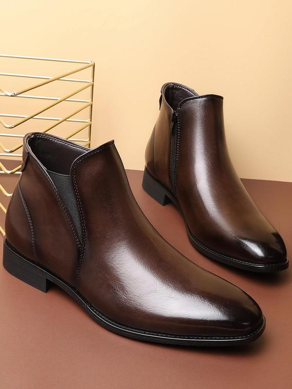 Men's Business Formal Dress Boots, Fashionable Solid Color Ankle Boots for Work Office, Male All-match Commuter Shoes for Daily Wear