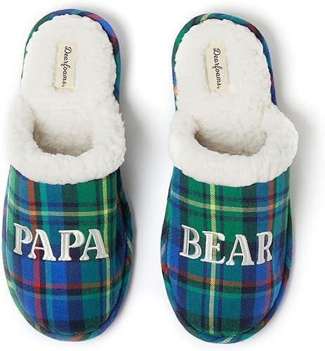 Dearfoams Men's Christmas Gifts for Dad Father Grandpa Matching Family Pajama Papa Bear Slipper, Gift For Her, Gift Family