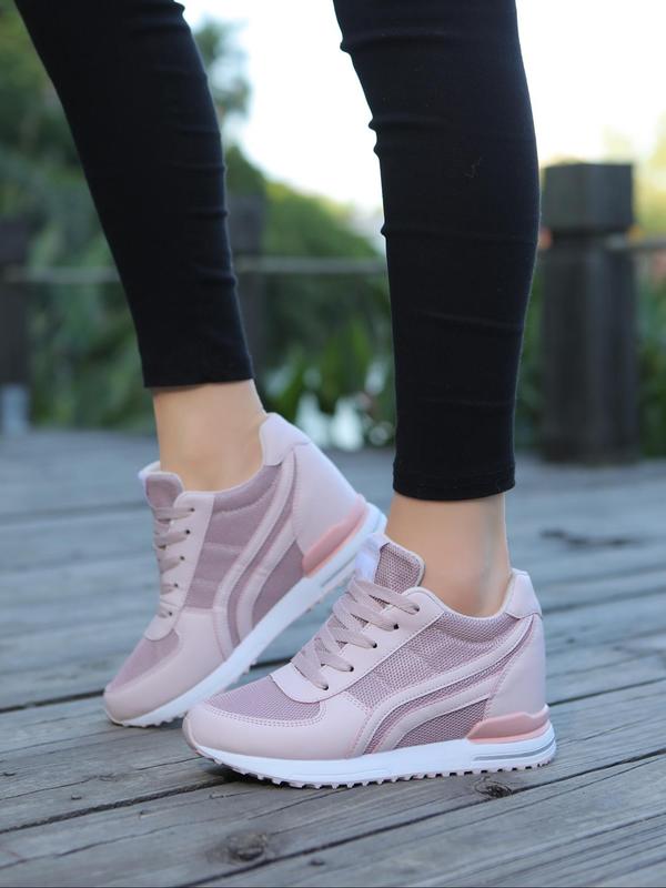 Fashionable Lace-up Wedge Sneakers, Women's Sneakers, Designer Sneakers, Casual Comfortable Platform Sports Shoes, Anti Slip and Shock-absorbing Running Shoes for Women