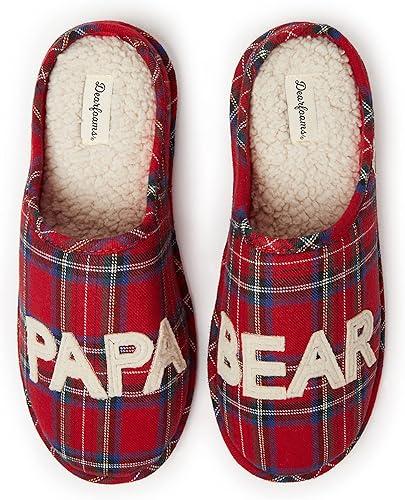 Dearfoams Men's Christmas Gifts for Dad Father Grandpa Matching Family Pajama Papa Bear Slipper, Gift For Her, Gift Family