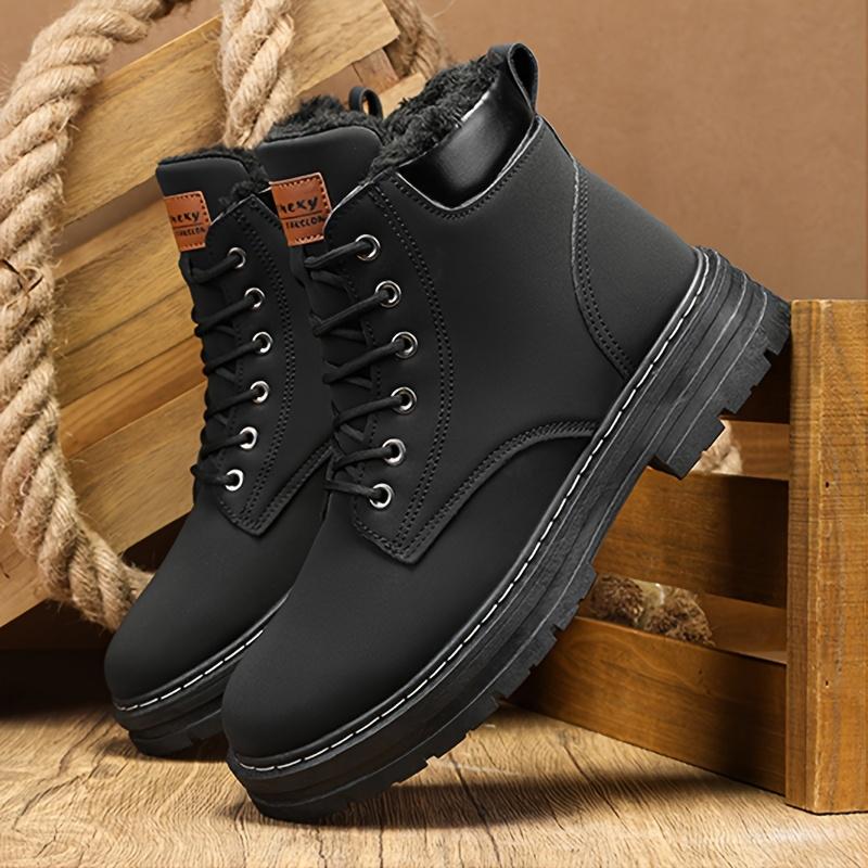 Men's Winter Warm Snow Boots-Casual Retro Style, Lace-up, Mid-Calf plus Velvet Lining, Suitable for Outdoor and Casual Dress-up footwear walking shoes