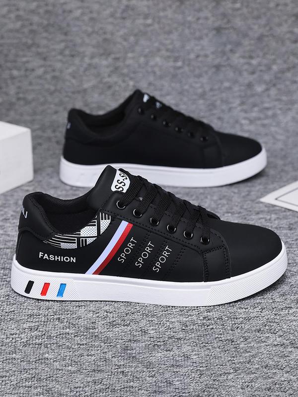 Men's Fashionable Letter Label Design Lace Up Low Top Sneakers, Casual Comfortable Sports Shoes for Outdoor Walking Jogging, Male All-match Round Toe Shoes for Daily Wear