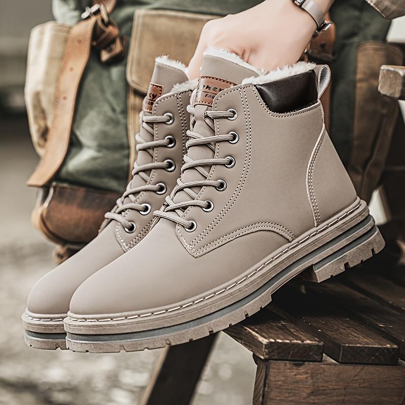 Men's Winter Warm Snow Boots-Casual Retro Style, Lace-up, Mid-Calf plus Velvet Lining, Suitable for Outdoor and Casual Dress-up footwear walking shoes