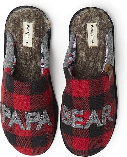 Dearfoams Men's Christmas Gifts for Dad Father Grandpa Matching Family Pajama Papa Bear Slipper, Gift For Her, Gift Family