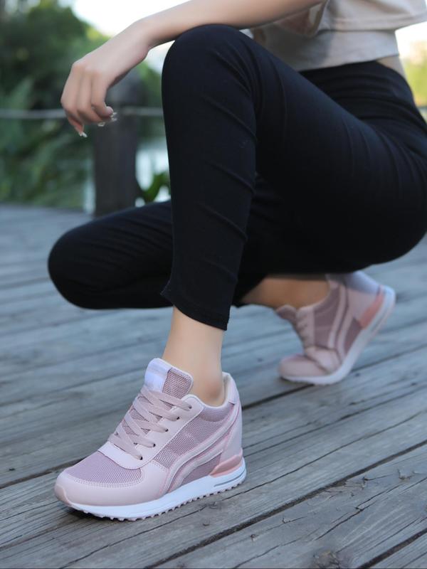 Fashionable Lace-up Wedge Sneakers, Women's Sneakers, Designer Sneakers, Casual Comfortable Platform Sports Shoes, Anti Slip and Shock-absorbing Running Shoes for Women