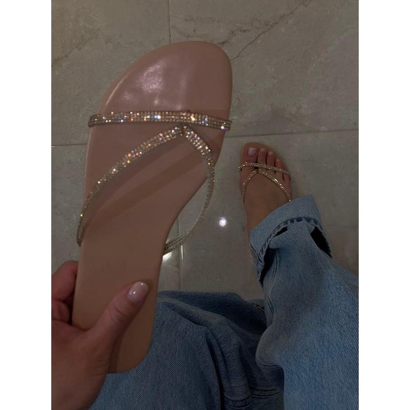 Isla Rhinestone Flat Sandal