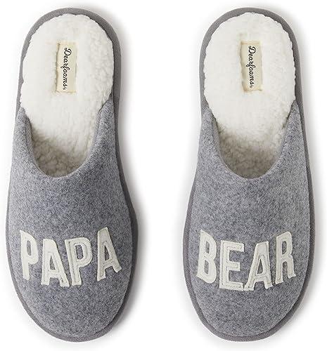 Dearfoams Men's Christmas Gifts for Dad Father Grandpa Matching Family Pajama Papa Bear Slipper, Gift For Her, Gift Family