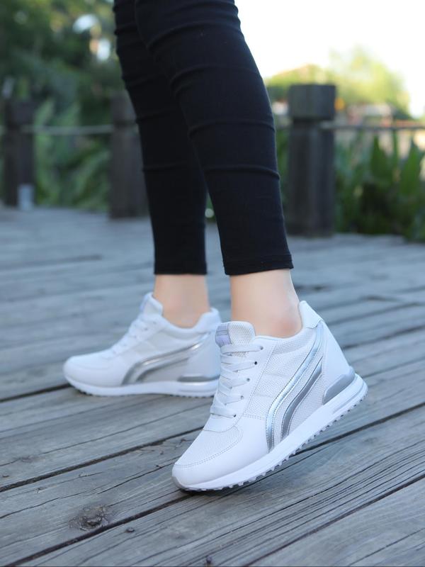 Fashionable Lace-up Wedge Sneakers, Women's Sneakers, Designer Sneakers, Casual Comfortable Platform Sports Shoes, Anti Slip and Shock-absorbing Running Shoes for Women