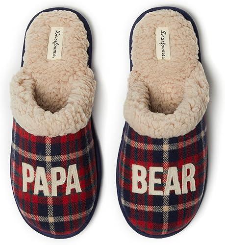 Dearfoams Men's Christmas Gifts for Dad Father Grandpa Matching Family Pajama Papa Bear Slipper, Gift For Her, Gift Family