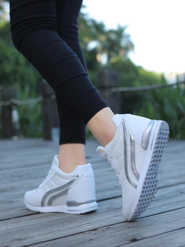 Fashionable Lace-up Wedge Sneakers, Women's Sneakers, Designer Sneakers, Casual Comfortable Platform Sports Shoes, Anti Slip and Shock-absorbing Running Shoes for Women