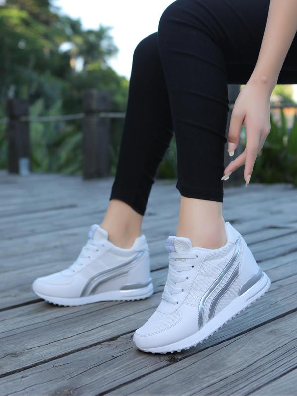 Fashionable Lace-up Wedge Sneakers, Women's Sneakers, Designer Sneakers, Casual Comfortable Platform Sports Shoes, Anti Slip and Shock-absorbing Running Shoes for Women