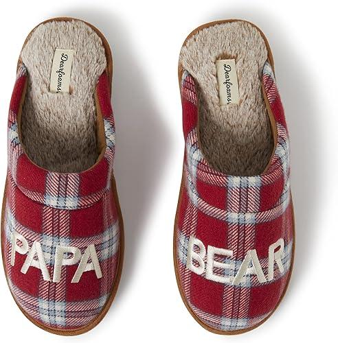 Dearfoams Men's Christmas Gifts for Dad Father Grandpa Matching Family Pajama Papa Bear Slipper, Gift For Her, Gift Family