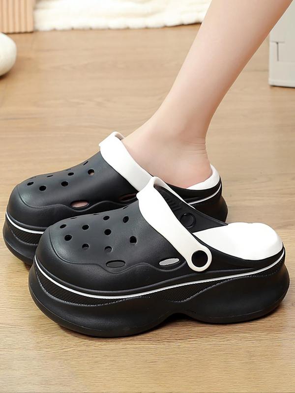 Women's Matching Hollow Out Design Clogs, Summer 2024 Trendy Going Out Cute Platform Slippers, Fashionable Slippers, Platform Non-slip Slippers