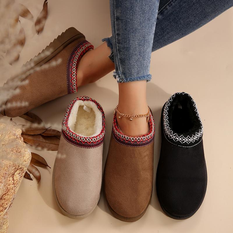 Women's Winter Platform Slipper Mini Boots Braid Slippers With Plush Lining Fuzzy Slip On Shoes