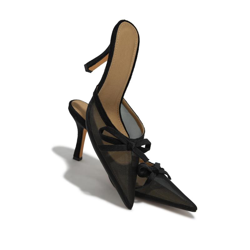 Carrie Mule Heel Pumps - Black