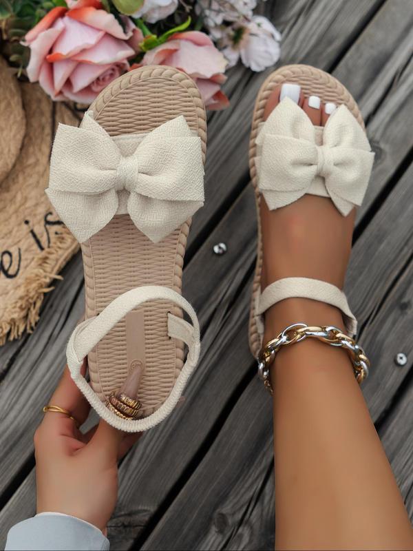 Women's Cute Bowknot Design Slip on Sandals, Casual Trendy Flat Sandals, Fashionable Open Toe Sandals for Summer Beach Vacation