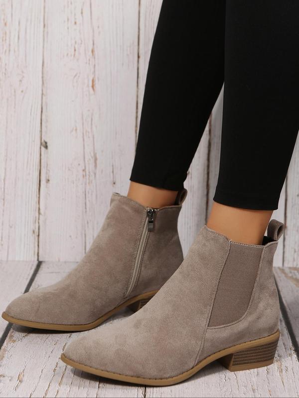 Fashionable Solid Color Ankle Boots, Casual Pointed Toe Booties for Daily Wear, Female All-match Trend Shoes for Daily Wear