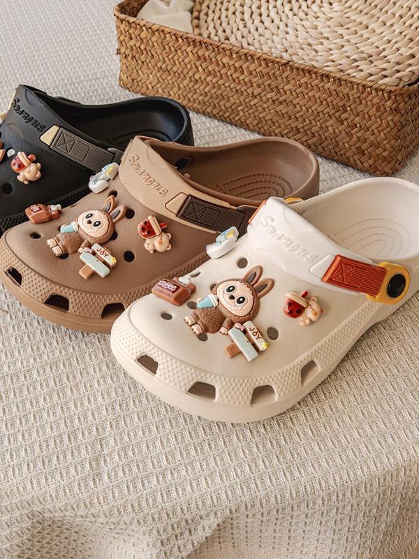 Women's Cute Cartoon Rabbit Charm Decor Clogs, Casual Comfortable Breathable Hollow Out Clogs, Fashionable Shoes for Indoor & Outdoor Wear